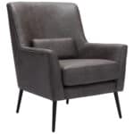 Vintage Black Faux Leather Accent Chair with Steel Legs 11 Vintage Black Faux Leather Accent Chair with Steel Legs
