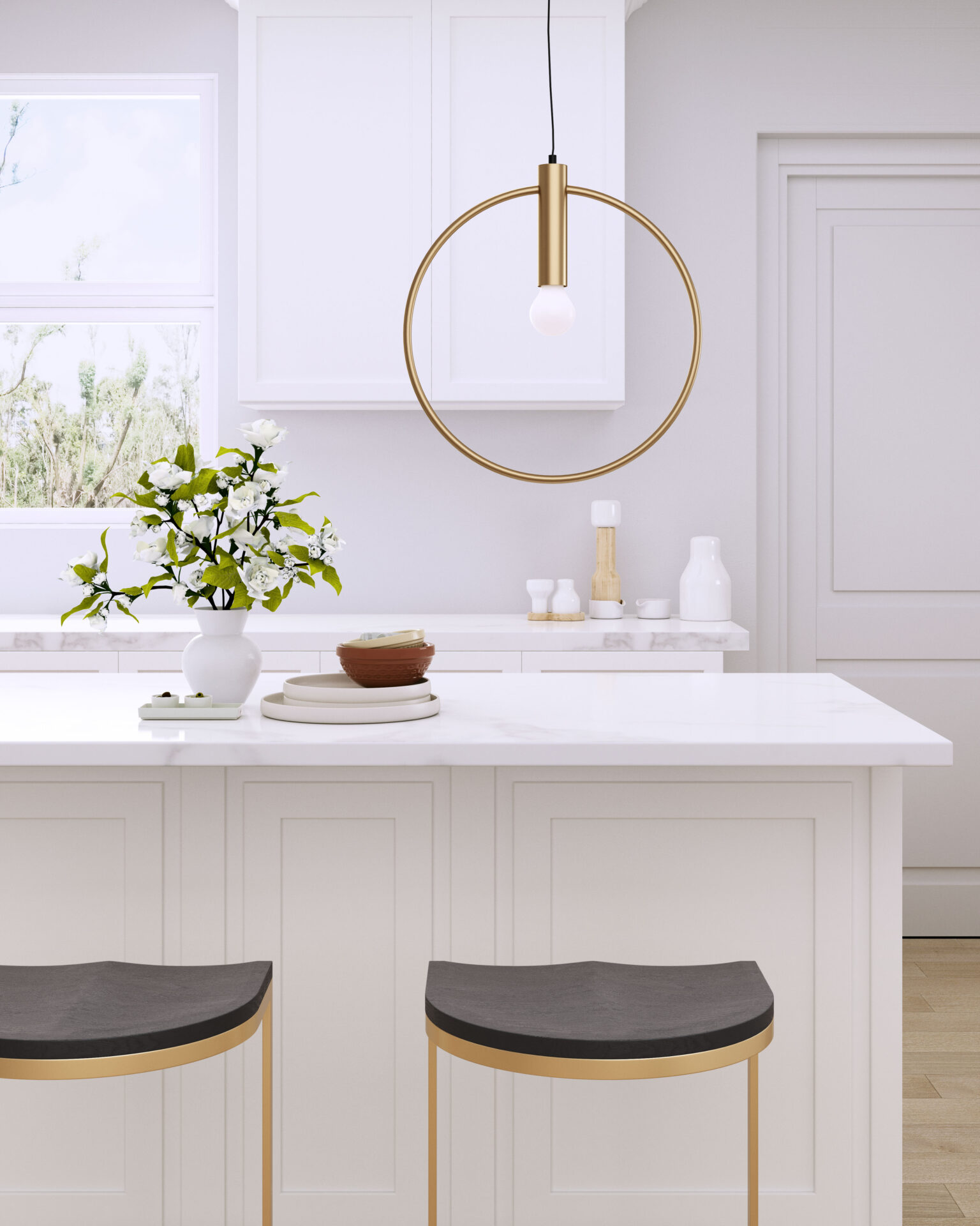 Gold-Plated Modern Ceiling Lamp with Adjustable Cord 2 Gold-Plated Modern Ceiling Lamp with Adjustable Cord - Image 2