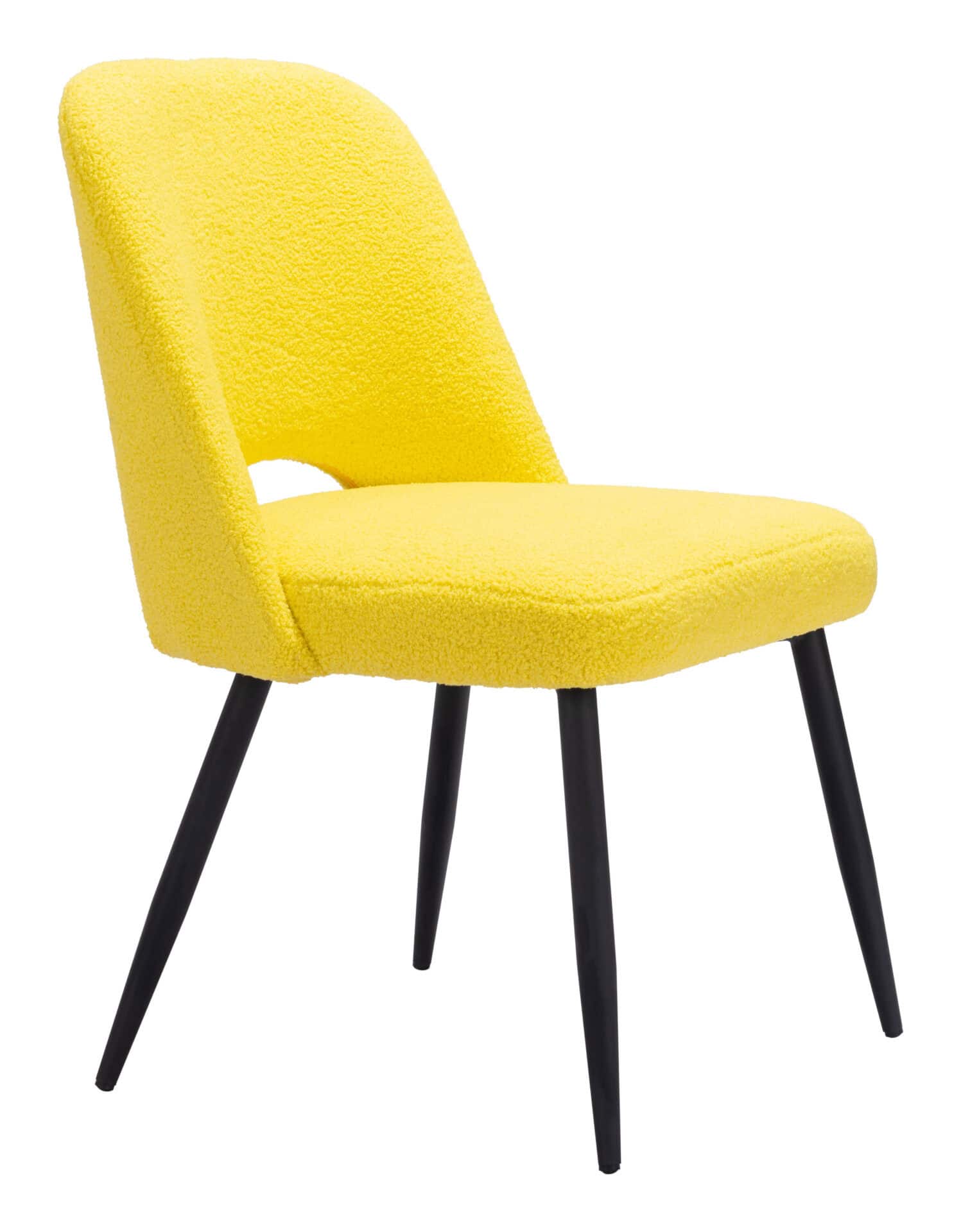 Yellow Shearling-Style Dining Chair with Steel Legs (Set of 2) 9 Yellow Shearling-Style Dining Chair with Steel Legs (Set of 2) - Image 9