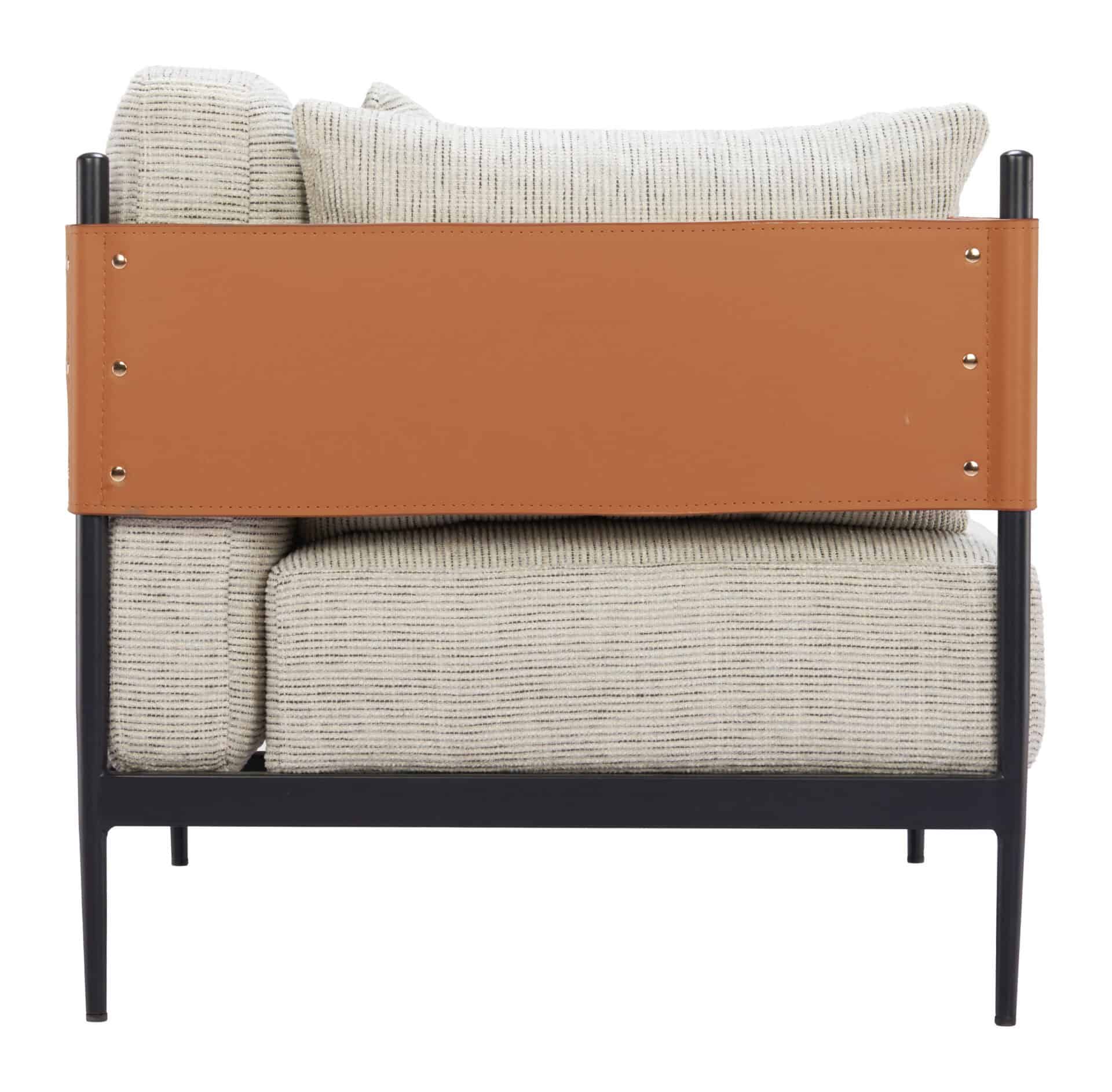 Industrial Gray Armchair with Steel Frame and Fabric Cushions 4 Industrial Gray Armchair with Steel Frame and Fabric Cushions - Image 4
