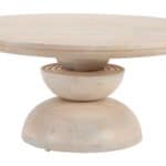 Natural Mango Wood Coffee Table with Round Top and Rubber Feet