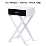 Modern Black X Base End Table with Drawer and Rack