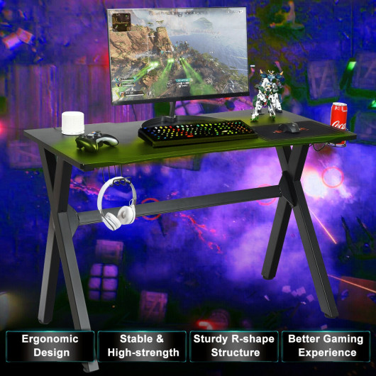 Ergonomic Gaming Desk with Mousepad, Cup Holder, and Headphone Hook 2 Ergonomic Gaming Desk with Mousepad, Cup Holder, and Headphone Hook - Image 2
