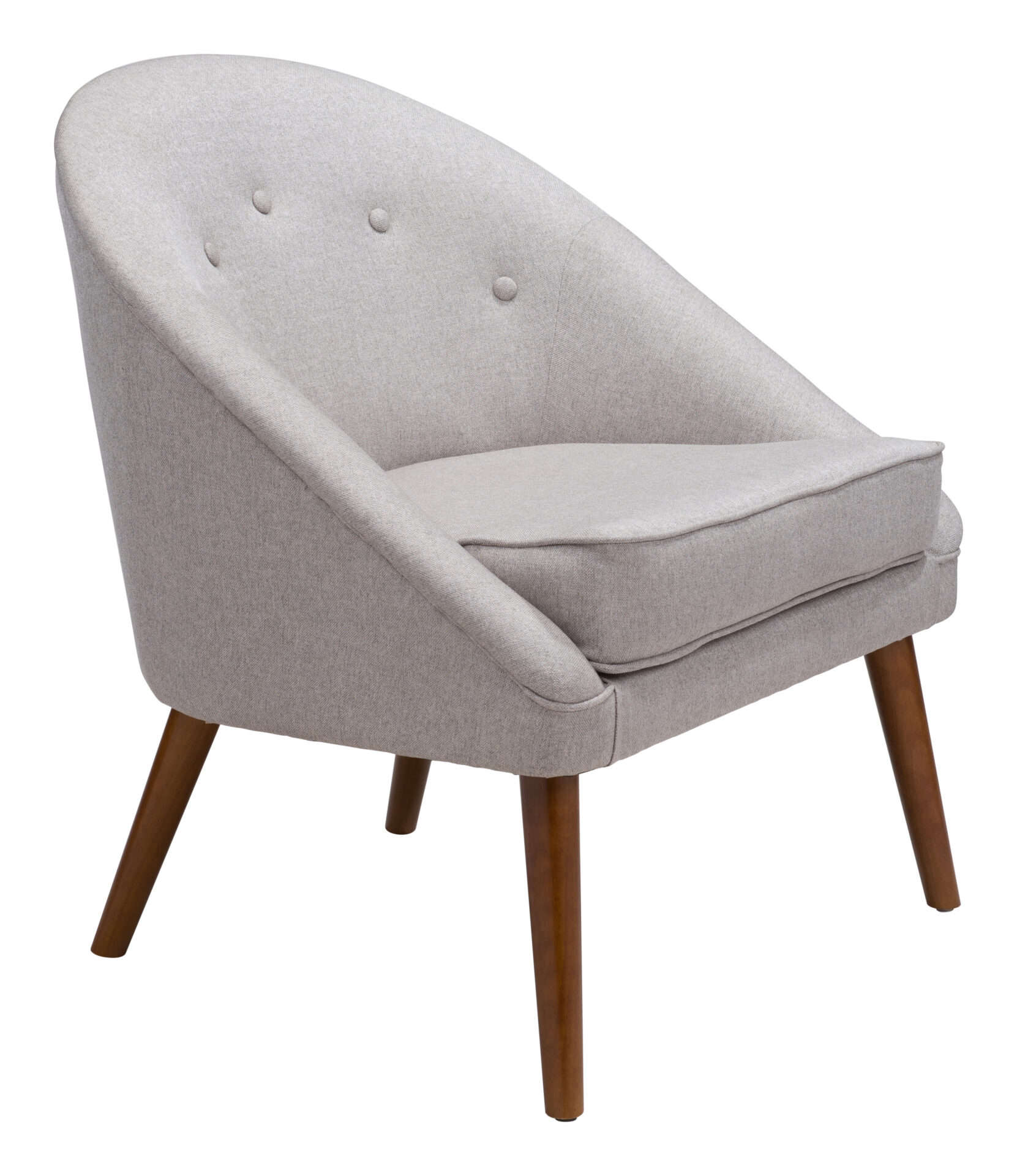 Retro Modern Beige Accent Chair with Tufted Upholstery and Wood Legs 2 Retro Modern Beige Accent Chair with Tufted Upholstery and Wood Legs - Image 2