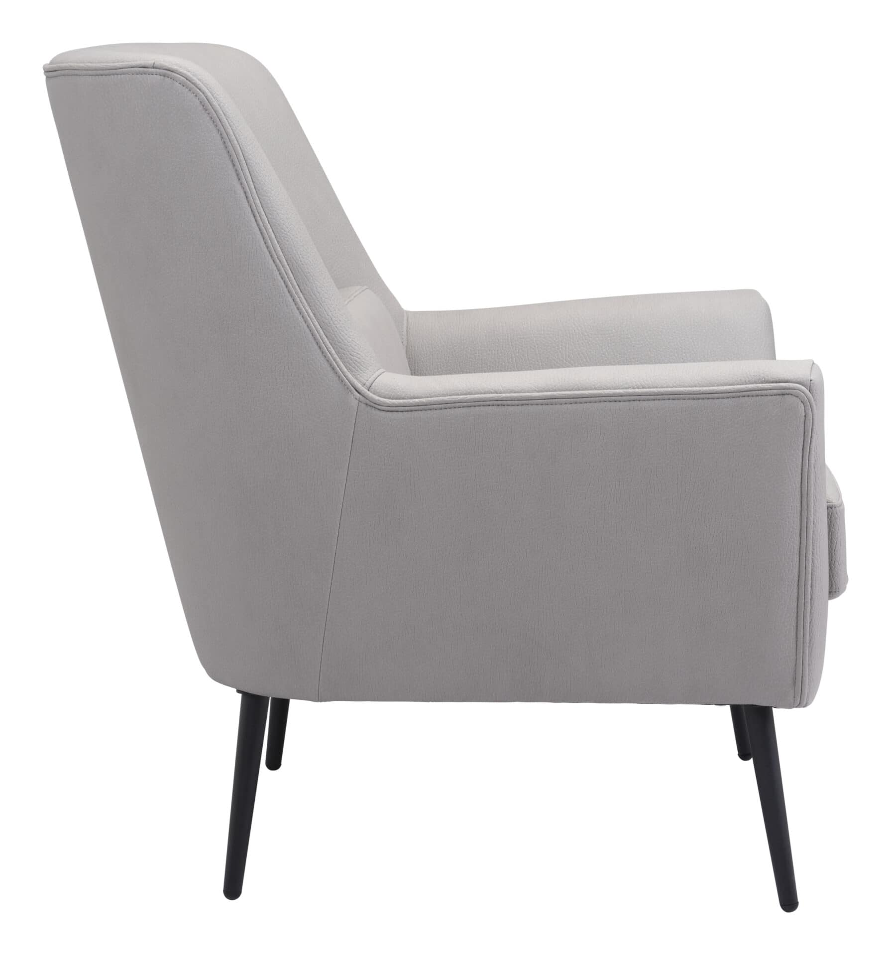 Boho Chic Gray Accent Chair with Faux Leather and Steel Legs 3 Boho Chic Gray Accent Chair with Faux Leather and Steel Legs - Image 3
