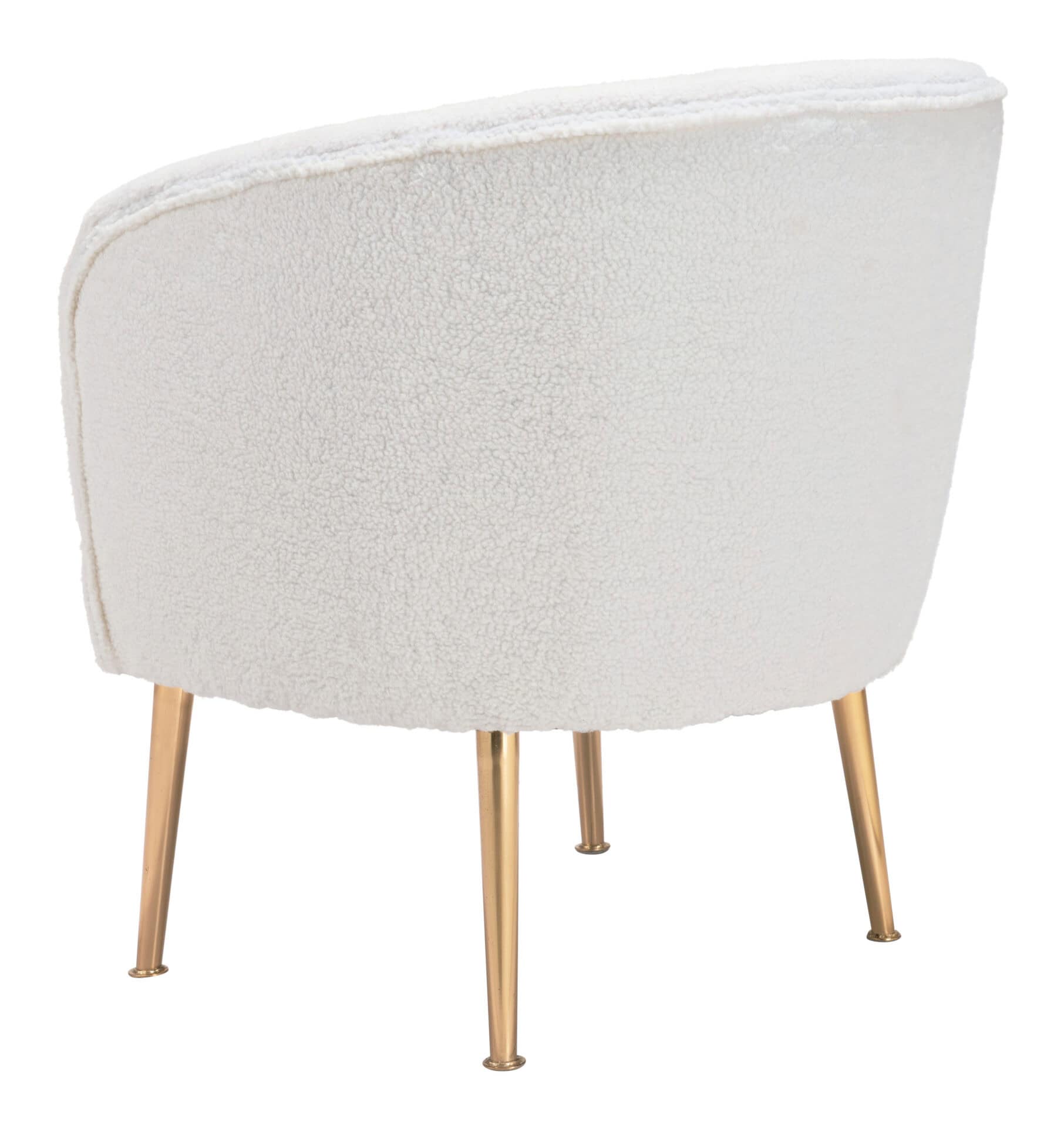 Beige Sherpa Accent Chair with Gold Legs and Armrests 6 Beige Sherpa Accent Chair with Gold Legs and Armrests - Image 6