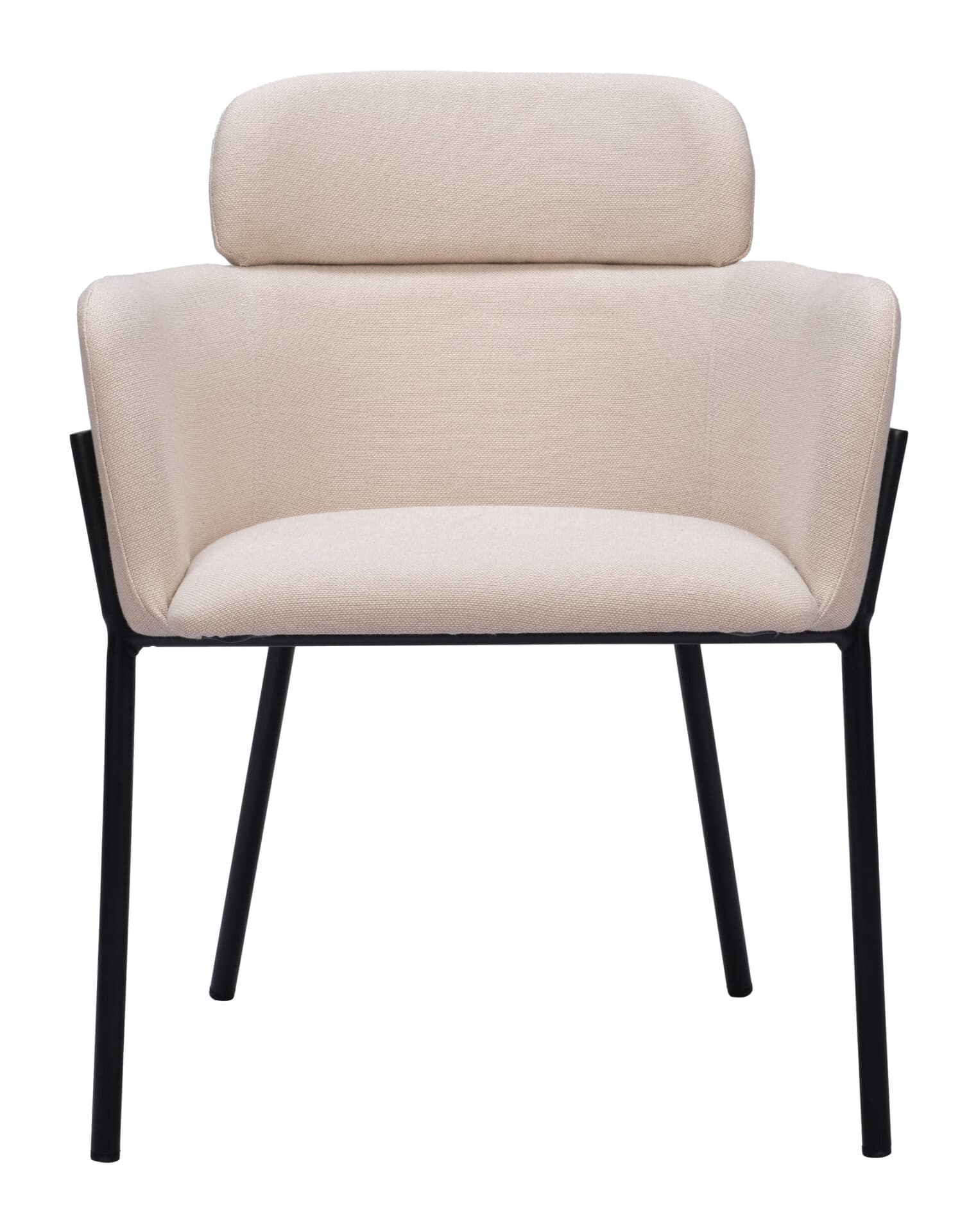 Beige Modern Dining Chair with Steel Frame and Vinyl Upholstery (Set of 2) 3 Beige Modern Dining Chair with Steel Frame and Vinyl Upholstery (Set of 2) - Image 3