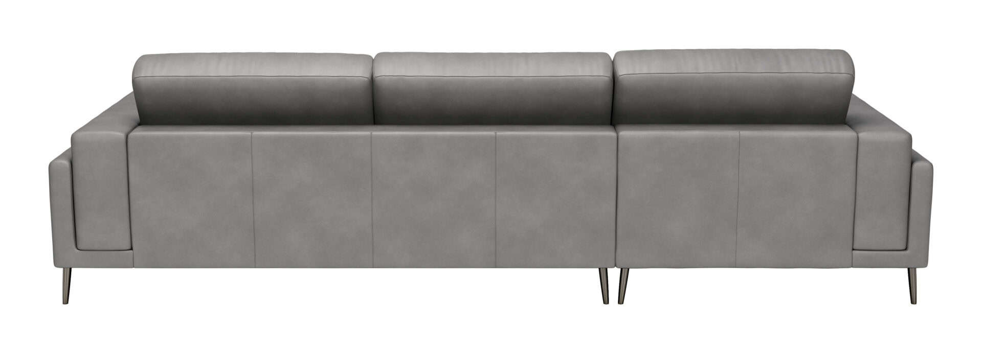 Modern Gray Leather Sectional with Steel Legs and Tufted Seat 4 Modern Gray Leather Sectional with Steel Legs and Tufted Seat - Image 4