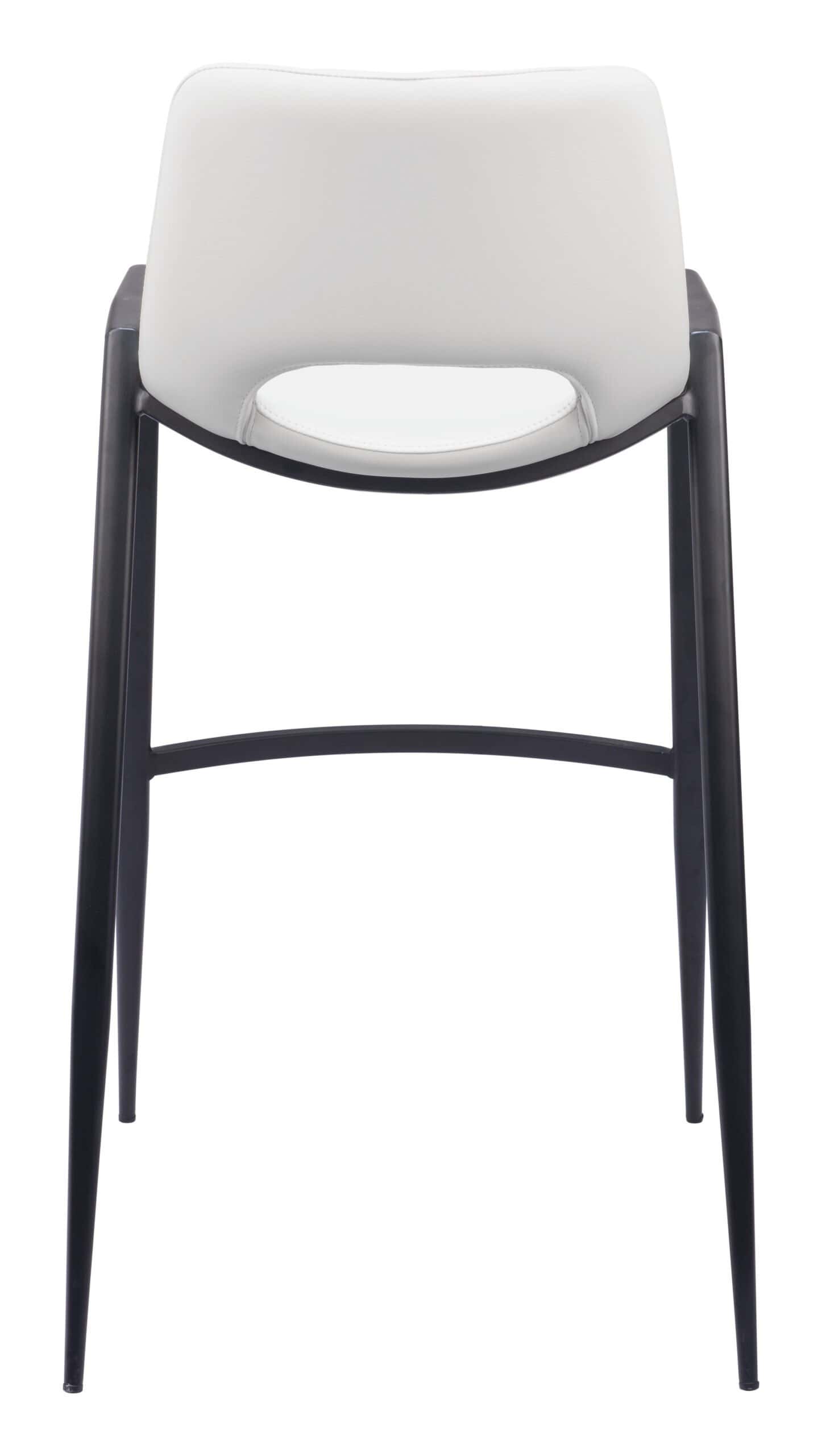 White Faux Leather Barstool with Armrest and Footrest (Set of 2)