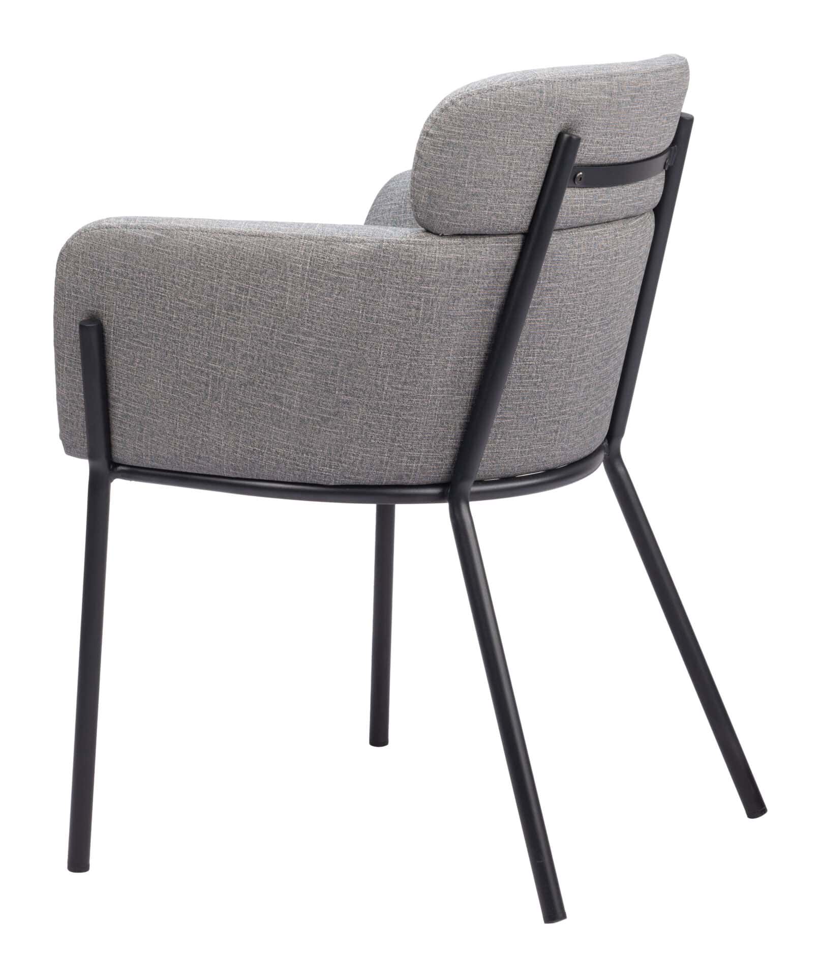 Modern Slate Gray Dining Chairs with Steel Frame and Vinyl Upholstery (Set of 2) 5 Modern Slate Gray Dining Chairs with Steel Frame and Vinyl Upholstery (Set of 2) - Image 5
