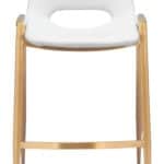 White and Gold Faux Leather Counter Stool with Footrest (Set of 2)