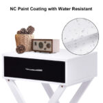 Modern Black X Base End Table with Drawer and Rack
