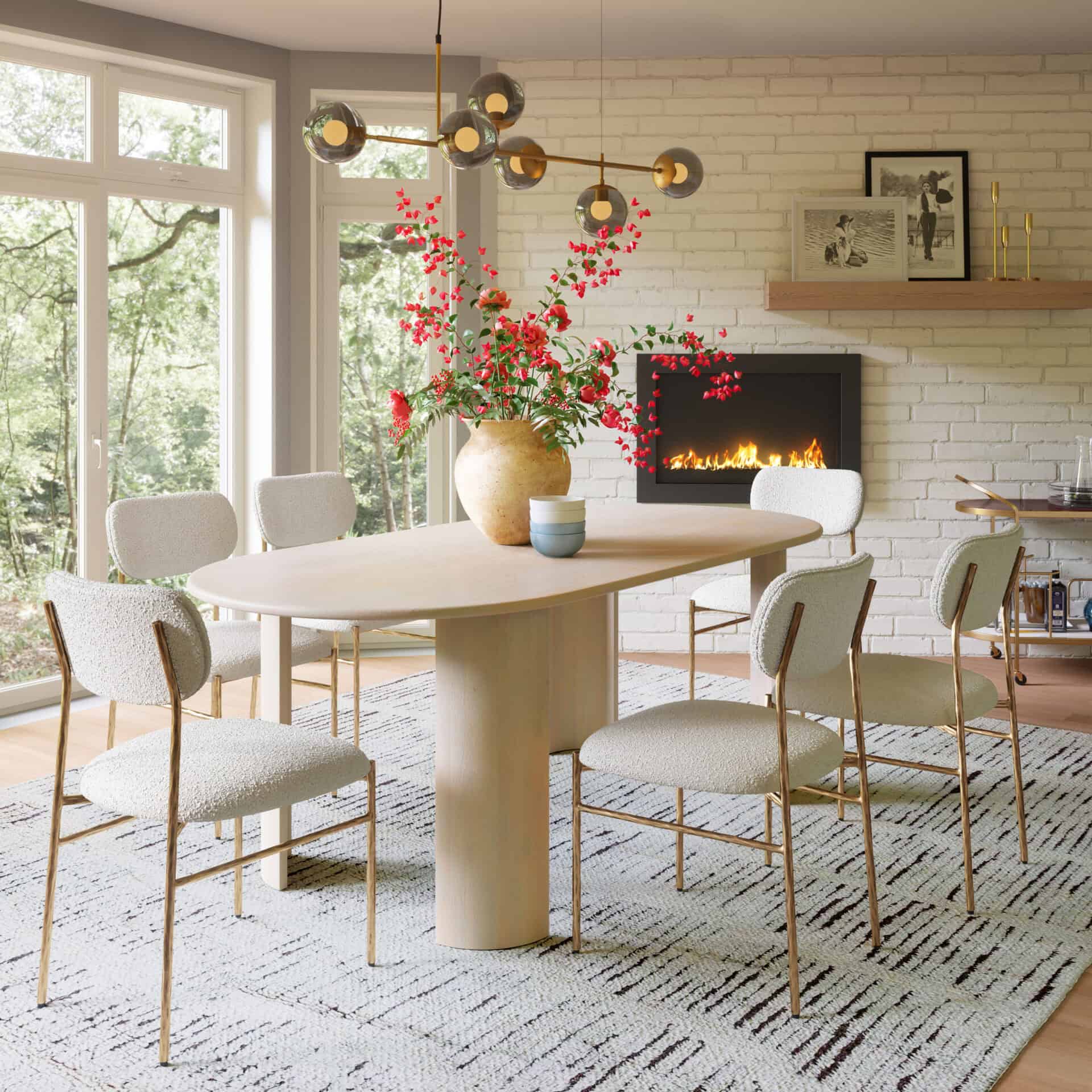 Cream and Gold Dining Chair with Steel Frame and Performance Fabric 2 Cream and Gold Dining Chair with Steel Frame and Performance Fabric - Image 2