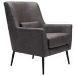 Vintage Black Faux Leather Accent Chair with Steel Legs 16 Vintage Black Faux Leather Accent Chair with Steel Legs