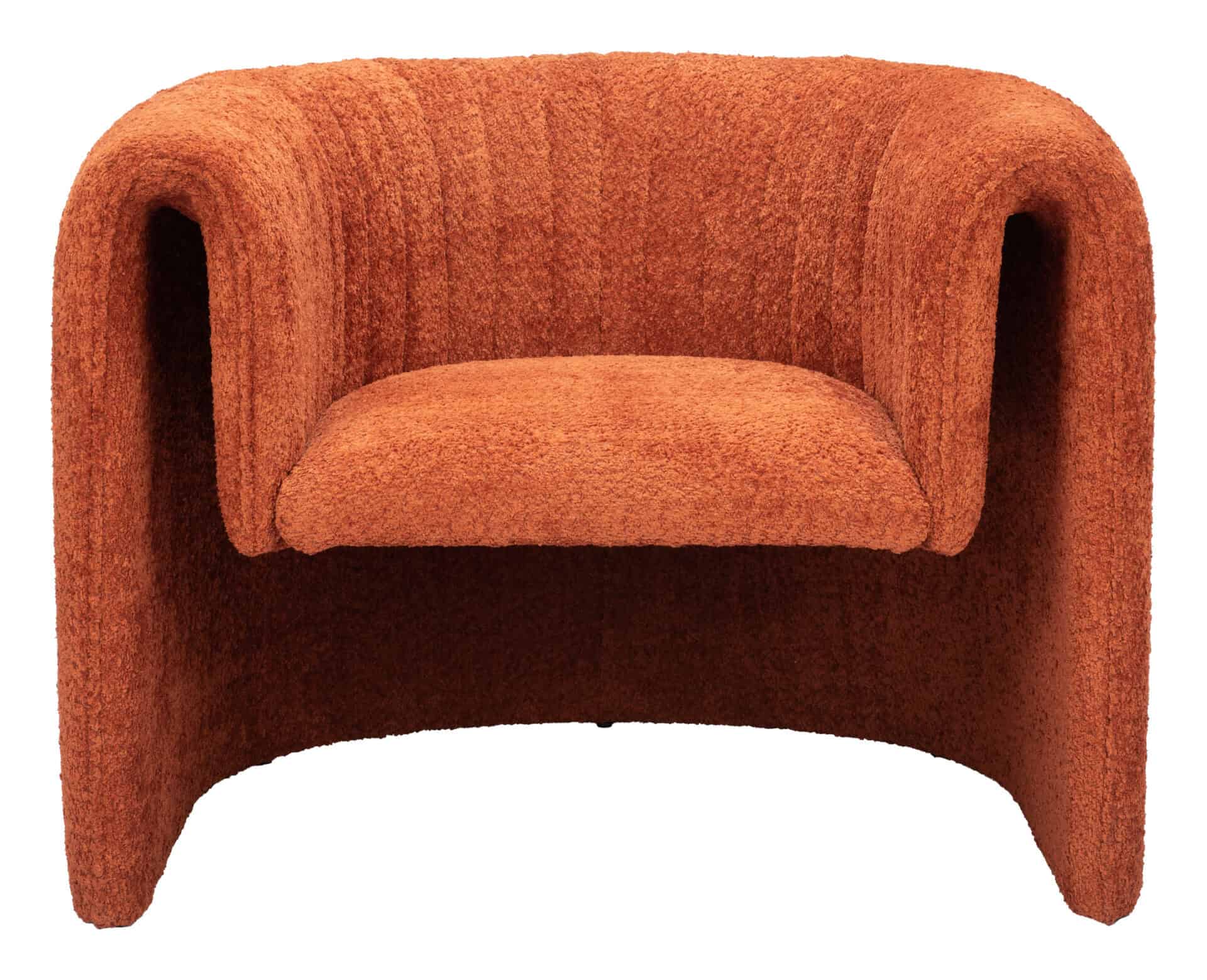 Burnt Orange Sherpa Accent Chair with Steel Frame and Armrests 3 Burnt Orange Sherpa Accent Chair with Steel Frame and Armrests - Image 3