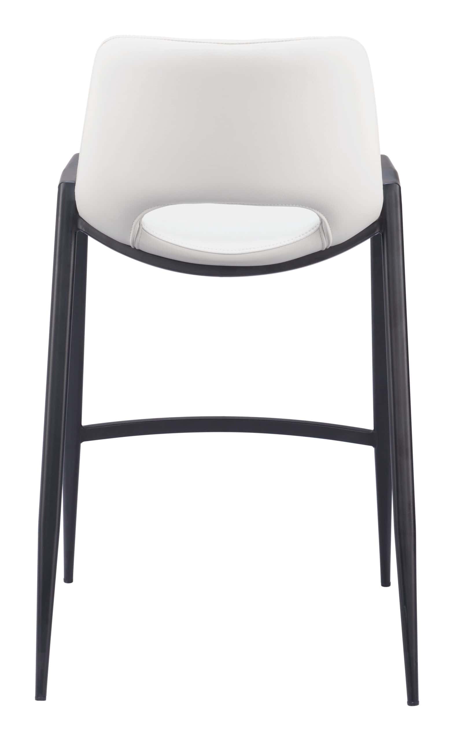 White Faux Leather Counter Stool with Black Steel Frame (Set of 2)
