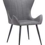Vintage Gray Faux Leather Dining Chairs with Steel Base (Set of 2)