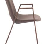 Mid-Century Modern Faux Leather Dining Chair Walnut Steel Legs (Set of 2)