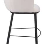 Ivory Teddy Fabric Barstool with Footrest and Steel Frame