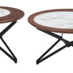 Retro Mod Mid-Century Modern Coffee Table Set with Marble Print (2-Piece)