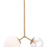 Gold-Plated Steel Ceiling Lamp with Glass Shades and Adjustable Cord 13 Gold-Plated Steel Ceiling Lamp with Glass Shades and Adjustable Cord