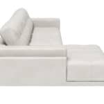 Modern Beige Leather Sectional with Steel Legs and Tufted Seat 8 Modern Beige Leather Sectional with Steel Legs and Tufted Seat