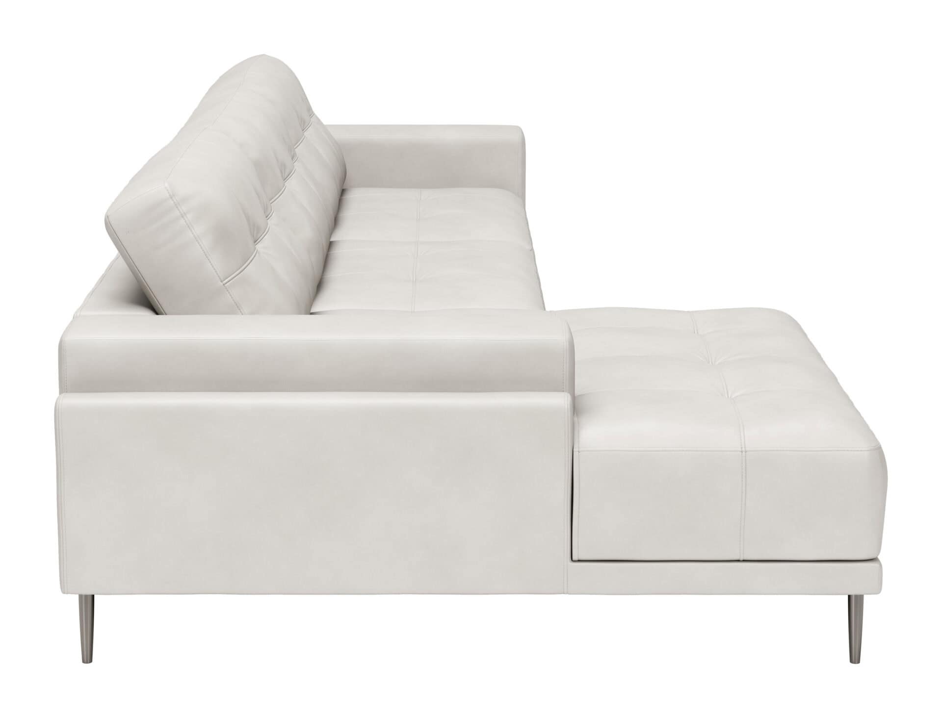 Modern Beige Leather Sectional with Steel Legs and Tufted Seat 2 Modern Beige Leather Sectional with Steel Legs and Tufted Seat - Image 2
