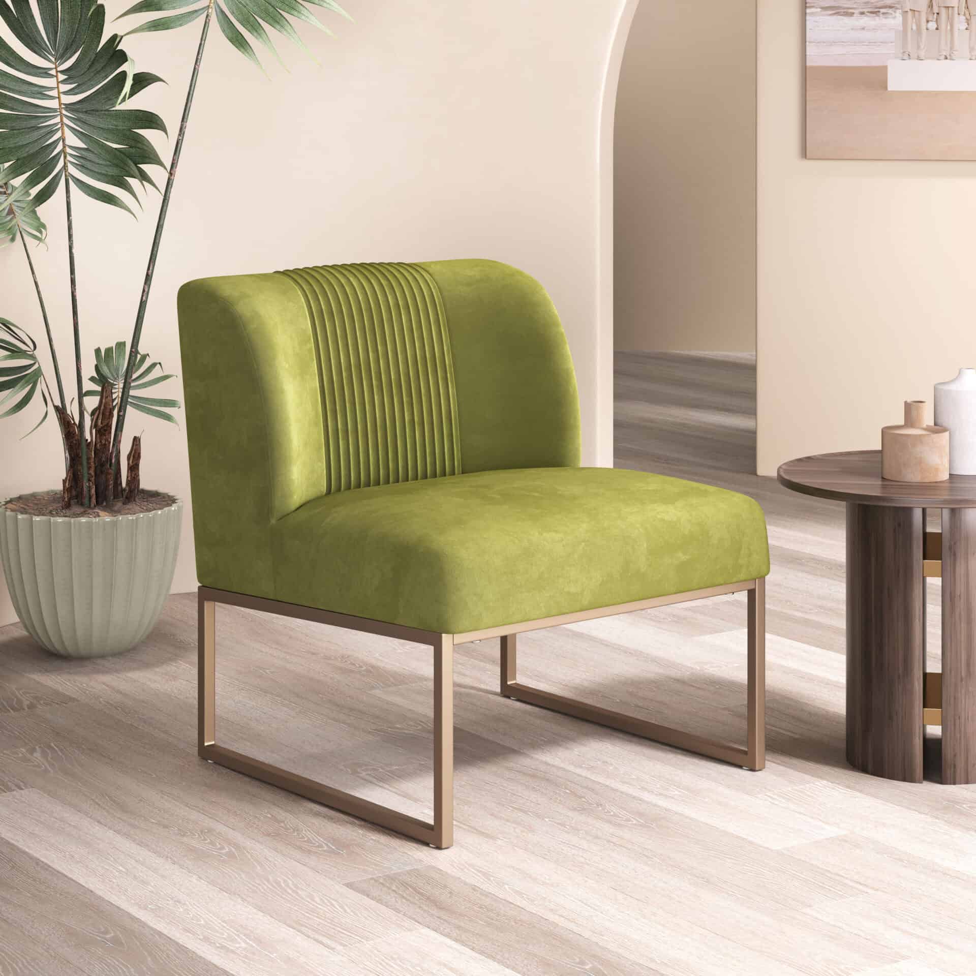 Olive Green Velvet Accent Chair with Powder Coated Steel Base 1 Olive Green Velvet Accent Chair with Powder Coated Steel Base