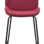 Red Faux Leather Counter Stool with Black Steel Legs