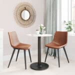 Vintage Brown Faux Leather Dining Chair with Steel Legs (Set of 2) 10 Vintage Brown Faux Leather Dining Chair with Steel Legs (Set of 2)