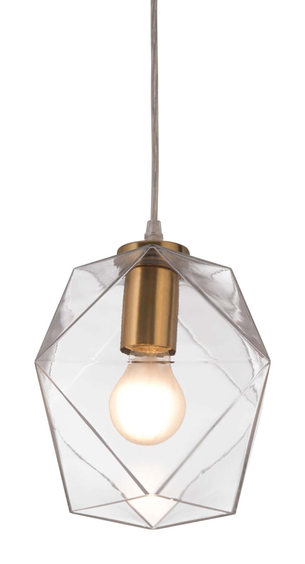 Geometric Brass Ceiling Lamp with Tempered Glass Shade 5 Geometric Brass Ceiling Lamp with Tempered Glass Shade - Image 5