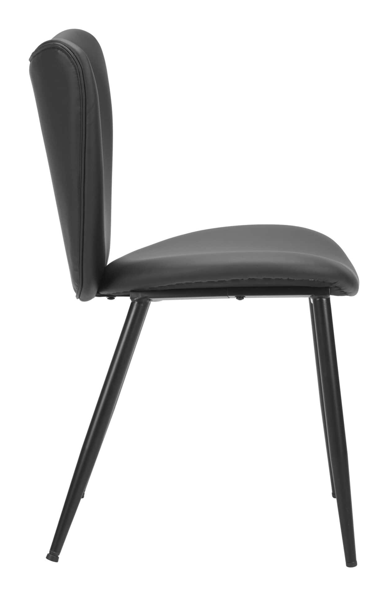 Black Vinyl Dining Chair with Steel Frame (Set of 2) 2 Black Vinyl Dining Chair with Steel Frame (Set of 2) - Image 2