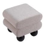 Plush Gray Ottoman with Rubberwood Legs and Water-Resistant Fabric 6 Plush Gray Ottoman with Rubberwood Legs and Water-Resistant Fabric