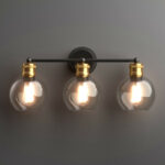 Modern Black and Gold Vanity Light with Bubbled Glass (3-Light)