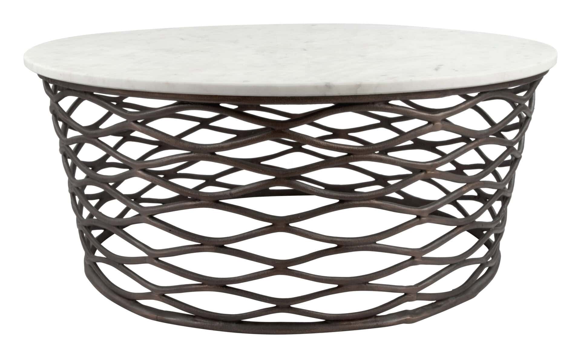 Marble Top Coffee Table with Antique Bronze Cast Aluminum Base 2 Marble Top Coffee Table with Antique Bronze Cast Aluminum Base - Image 2