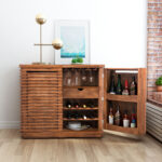 Modern Walnut Bar Cabinet with Wine Rack and Storage Shelves 12 Modern Walnut Bar Cabinet with Wine Rack and Storage Shelves