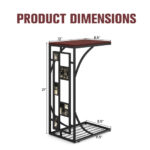 C Shaped Marble Texture End Table with Storage Rack Brown 12 C Shaped Marble Texture End Table with Storage Rack Brown