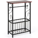 Narrow Side Table with Storage Basket and Removable Rack 8 Narrow Side Table with Storage Basket and Removable Rack