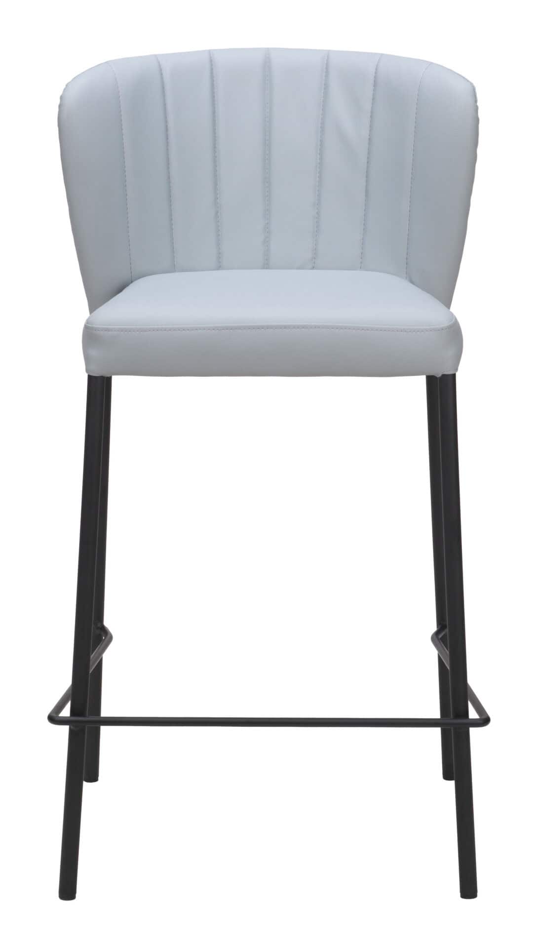 Gray Stackable Counter Stool with Faux Leather and Tufted Seat (Set of 2) 3 Gray Stackable Counter Stool with Faux Leather and Tufted Seat (Set of 2) - Image 3