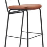 Vintage Brown Faux Leather Barstools with Steel Frame (Set of 2)