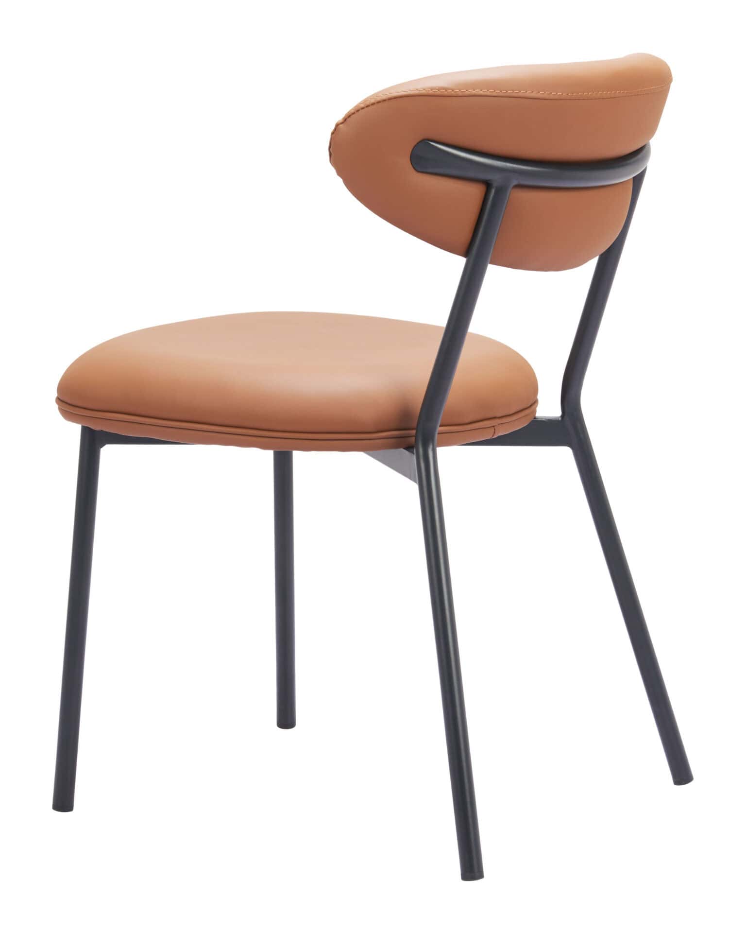 Modern Faux Leather Dining Chair with Steel Frame (Set of 2) 5 Modern Faux Leather Dining Chair with Steel Frame (Set of 2) - Image 5