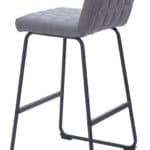 Gray Tufted Bar Stools with Steel Frame and Footrest (Set of 2)