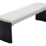 Steel Frame Bench with Plush Faux Leather Seat - White 9 Steel Frame Bench with Plush Faux Leather Seat - White