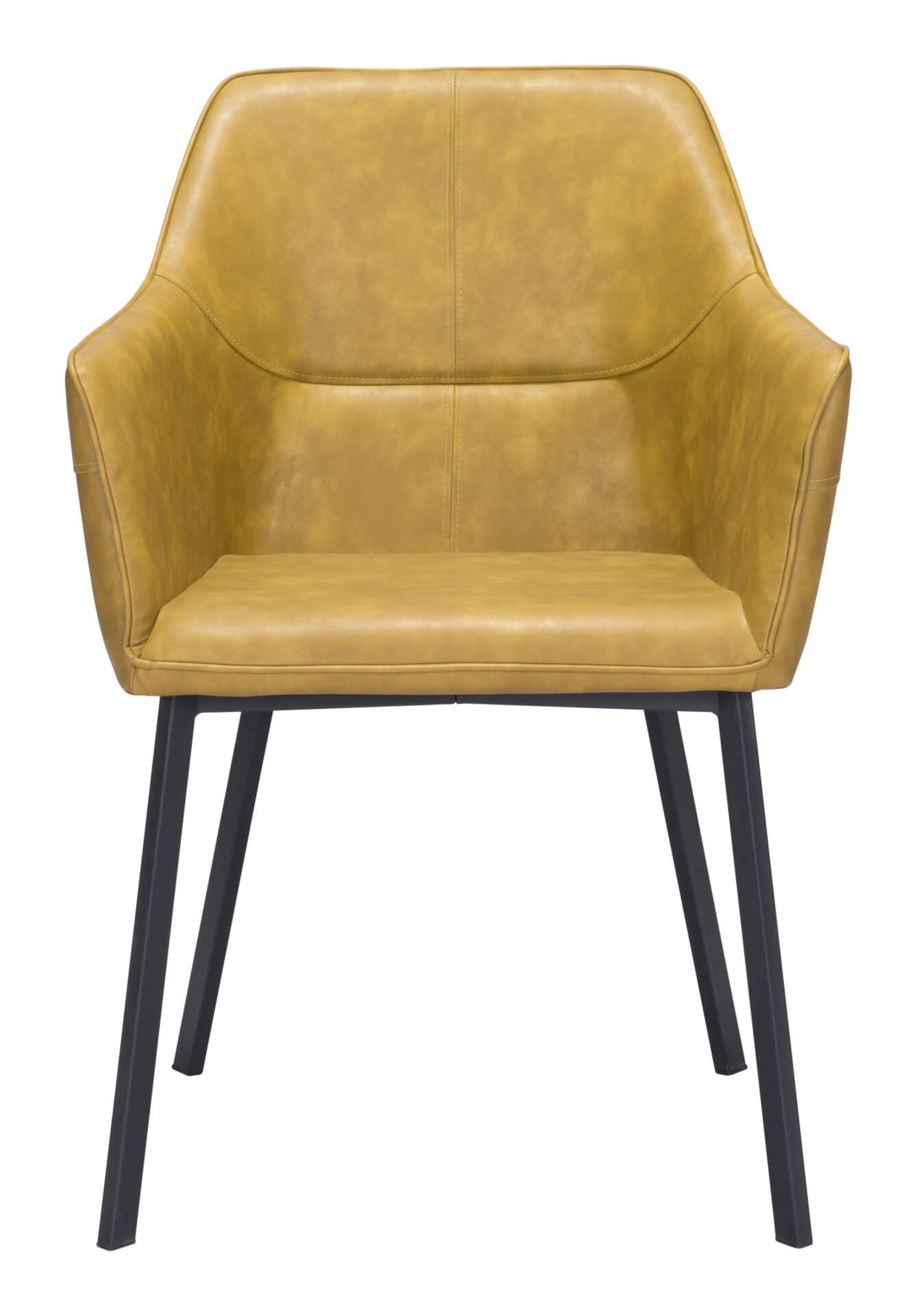 Yellow Mid-Century Modern Vinyl Armchair with Armrests (Set of 2) 5 Yellow Mid-Century Modern Vinyl Armchair with Armrests (Set of 2) - Image 5