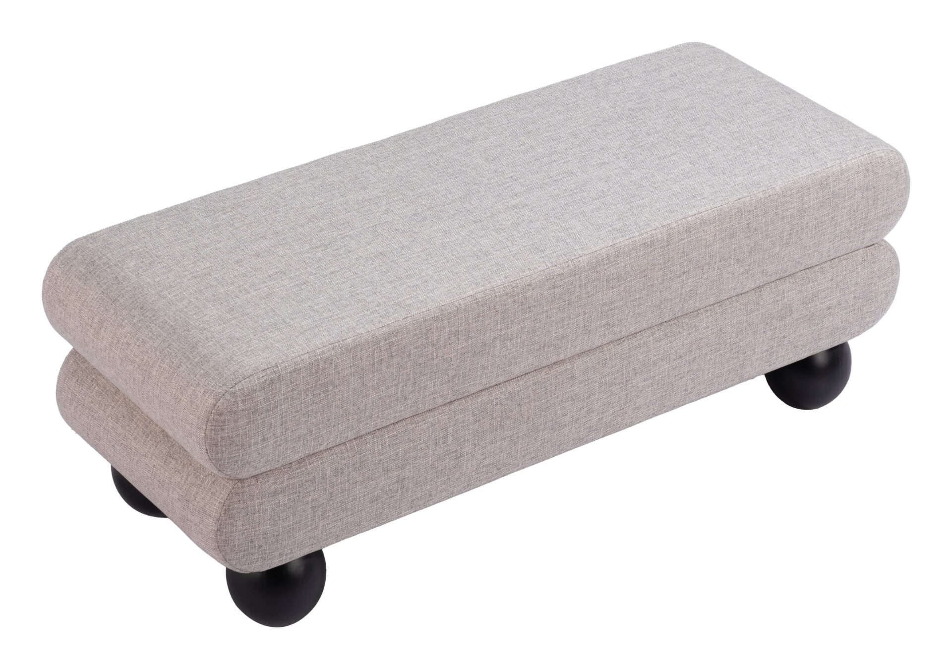 Gray Modern Bench with Glam Deco Design and Teddy Fabric 4 Gray Modern Bench with Glam Deco Design and Teddy Fabric - Image 4