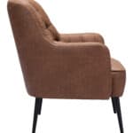 Vintage Tufted Faux Leather Accent Chair with Steel Legs 13 Vintage Tufted Faux Leather Accent Chair with Steel Legs