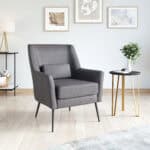 Vintage Black Faux Leather Accent Chair with Steel Legs 10 Vintage Black Faux Leather Accent Chair with Steel Legs