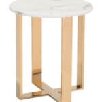 Elegant White Faux Marble End Table with Gold Cross Base 12 Elegant White Faux Marble End Table with Gold Cross Base