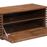 Narrow Modern Walnut TV Stand with Adjustable Shelf and Cable Holes 13 Narrow Modern Walnut TV Stand with Adjustable Shelf and Cable Holes