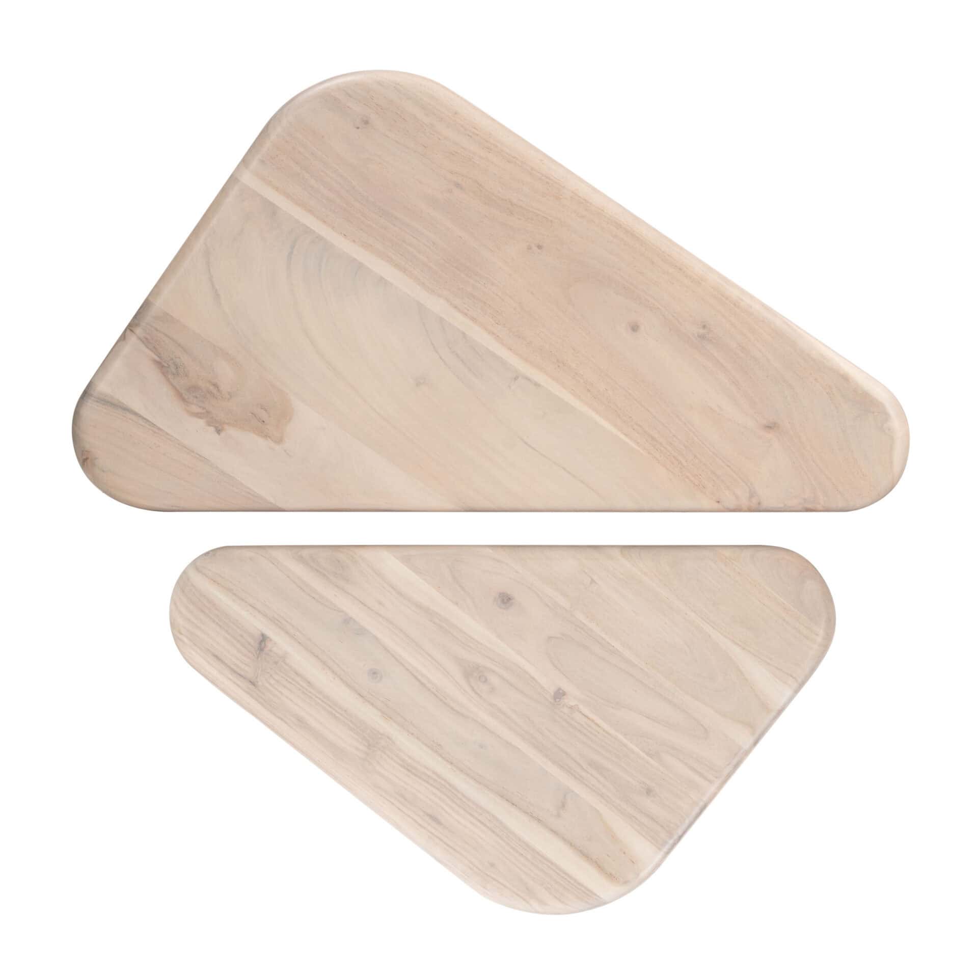 Natural Acacia Wood Boho Coffee Table Set with Triangular Tops (Set of 2) 7 Natural Acacia Wood Boho Coffee Table Set with Triangular Tops (Set of 2) - Image 7